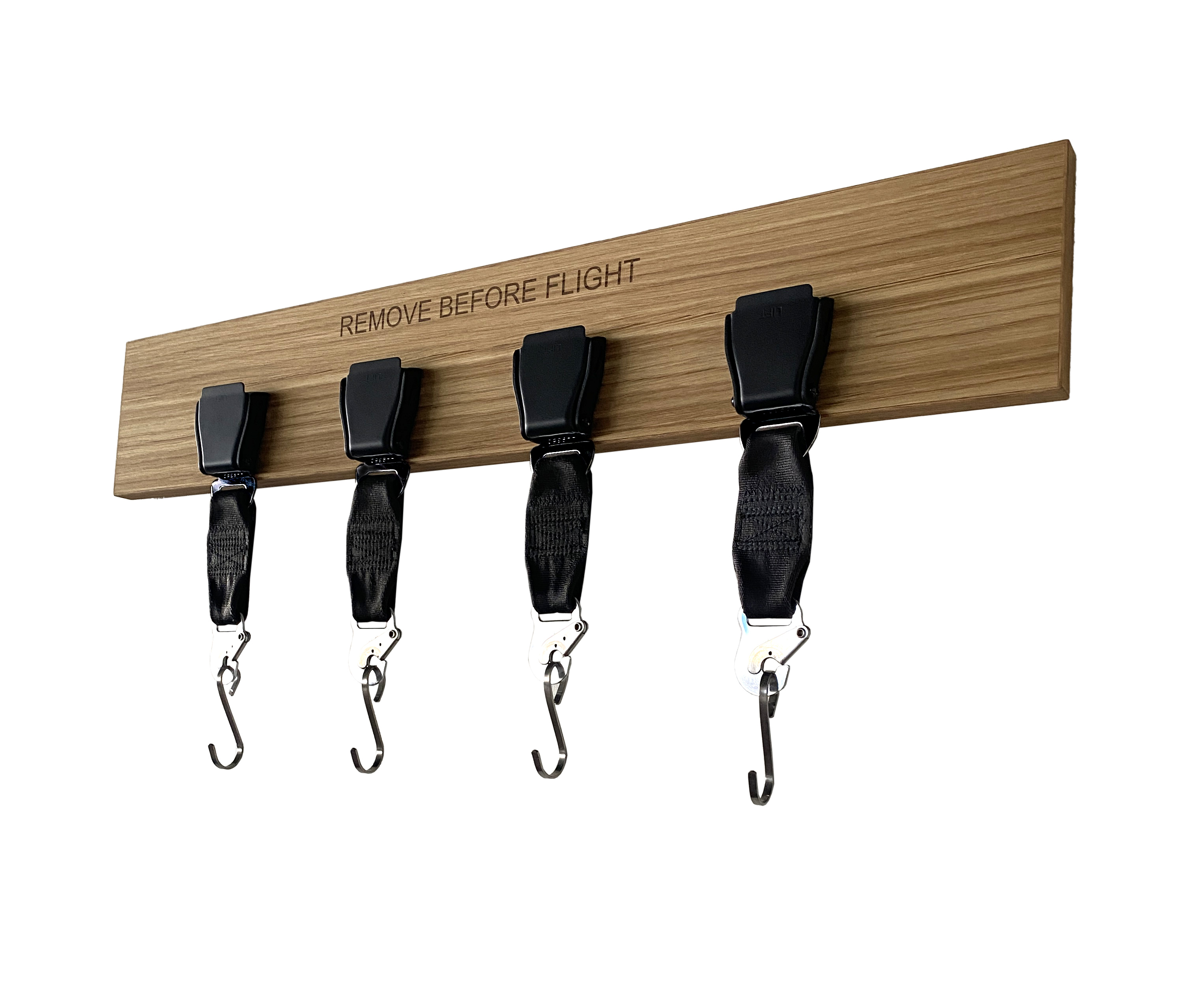Four Seatbelt Buckle wadrobe - Oak wood with silver buckles
