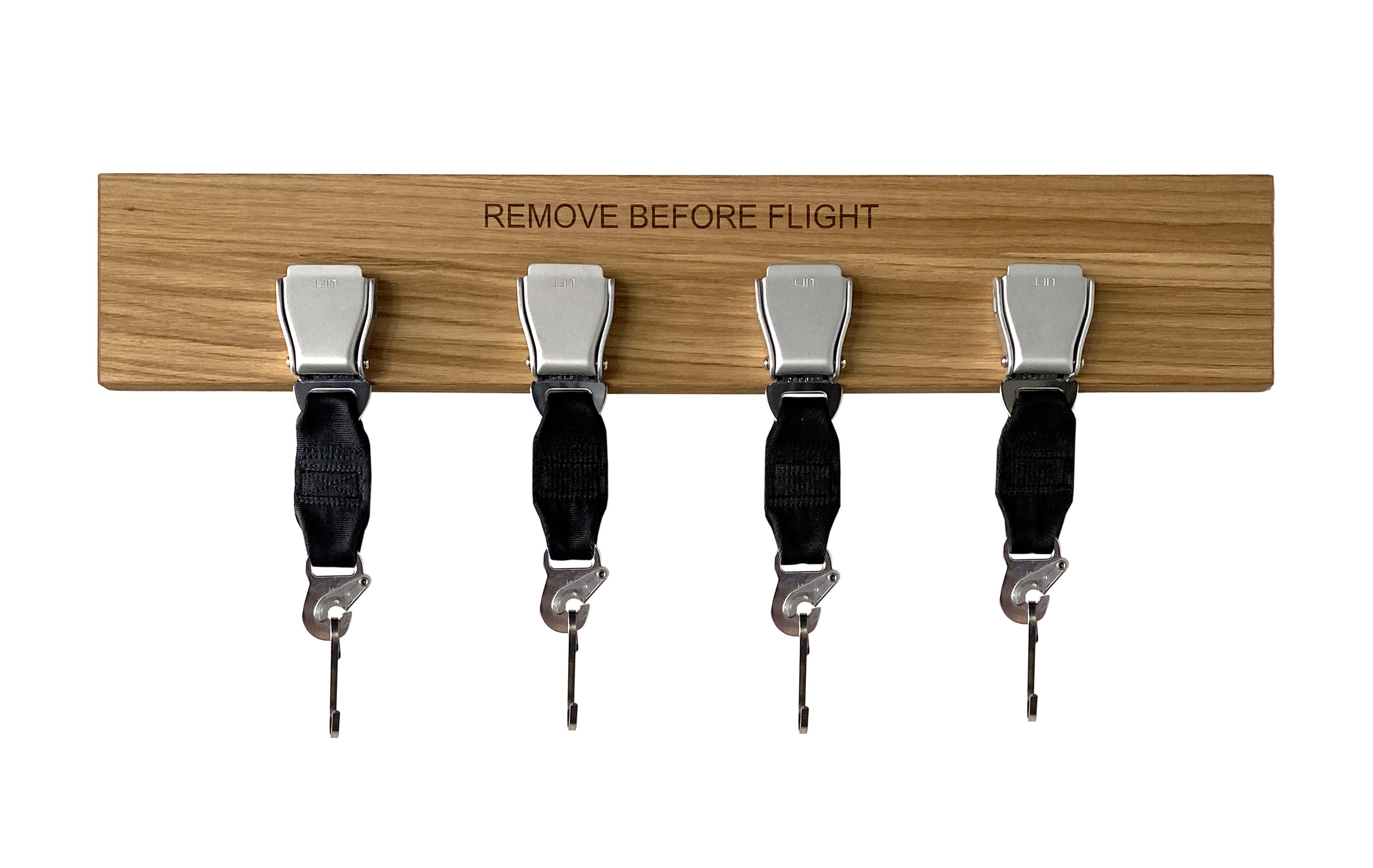 Four Seatbelt Buckle wadrobe - Oak wood with silver buckles
