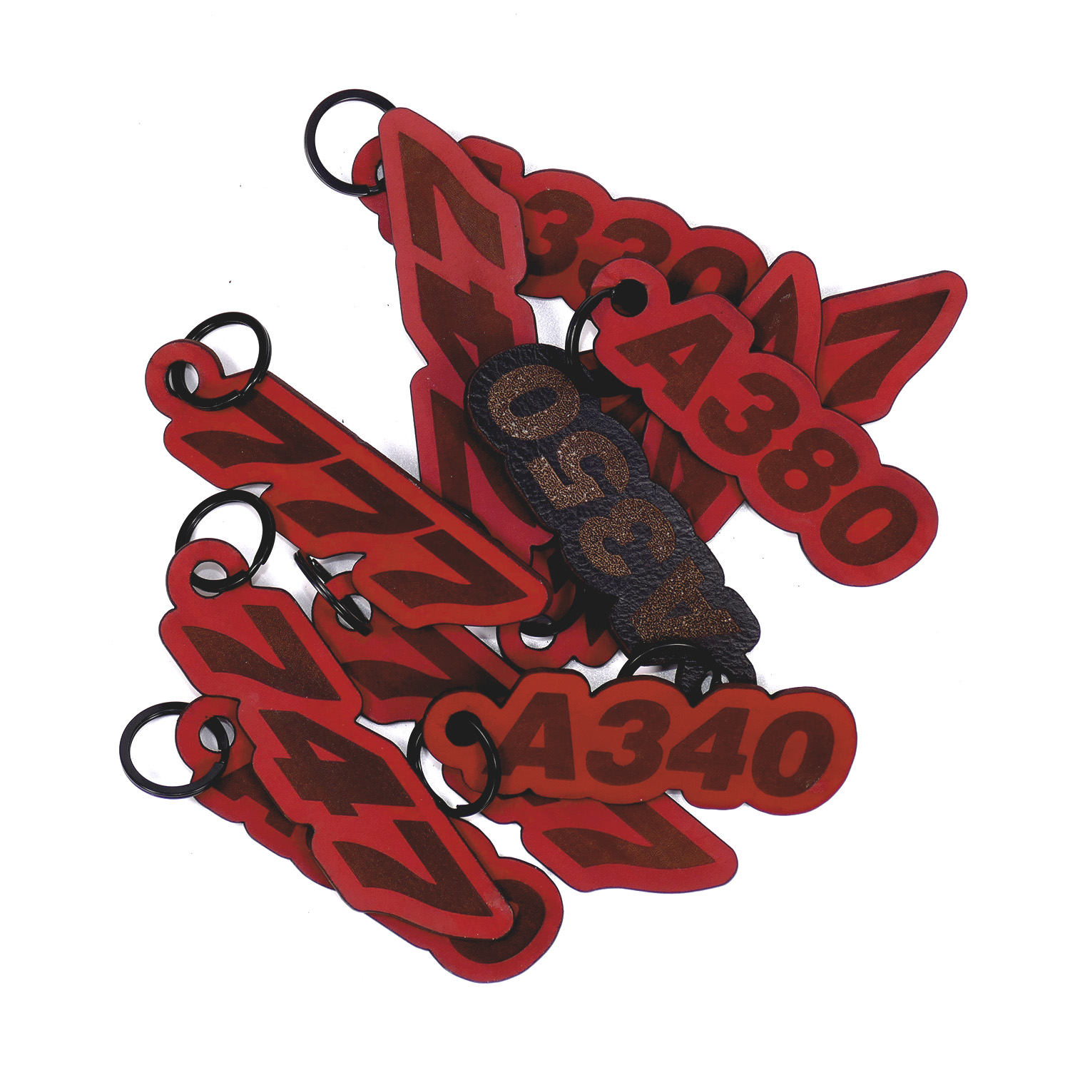 Sammlung2 Schlüsselanhänger Leder Rot