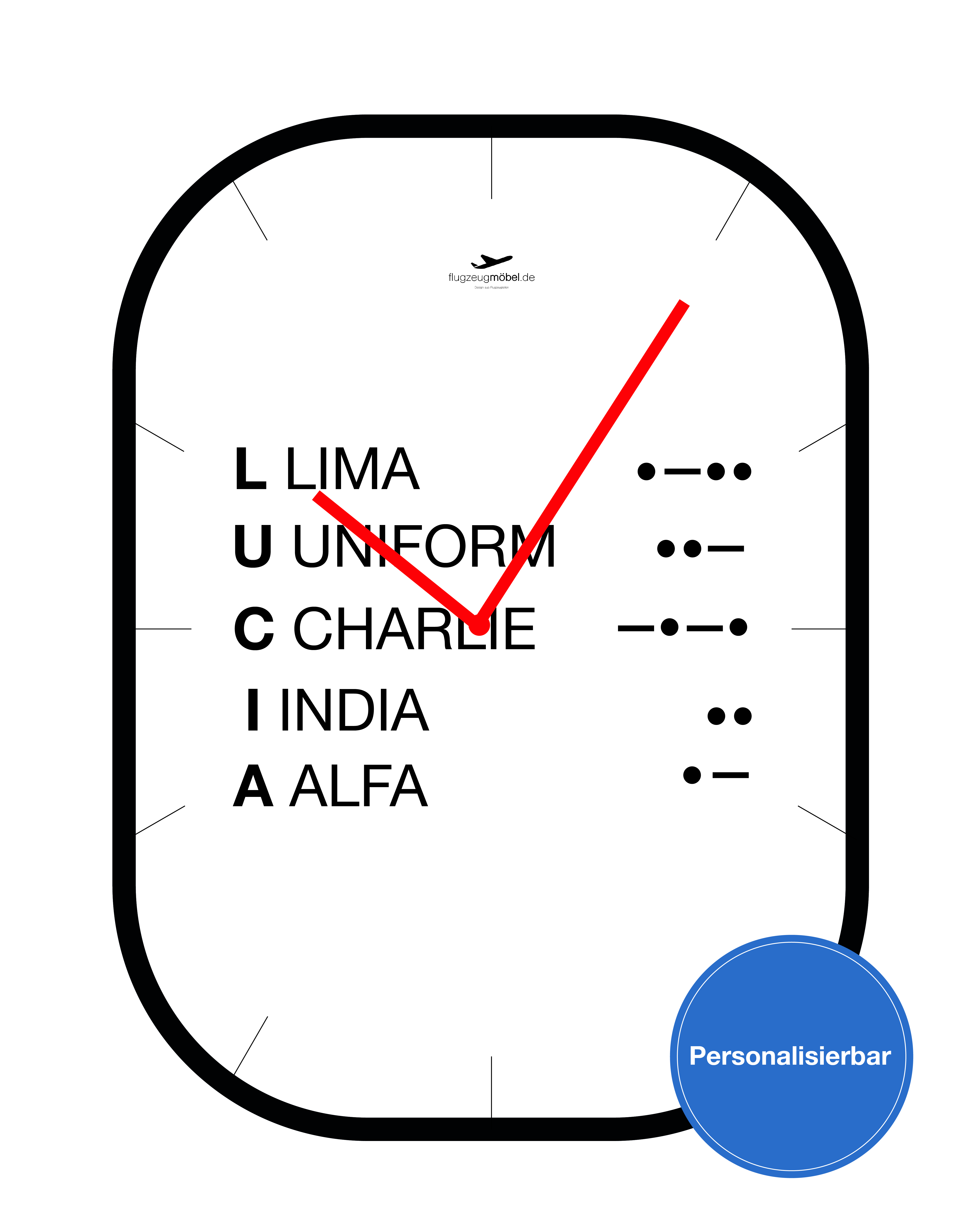 Aircraftwindow Uhr - Personalisiert mit Name