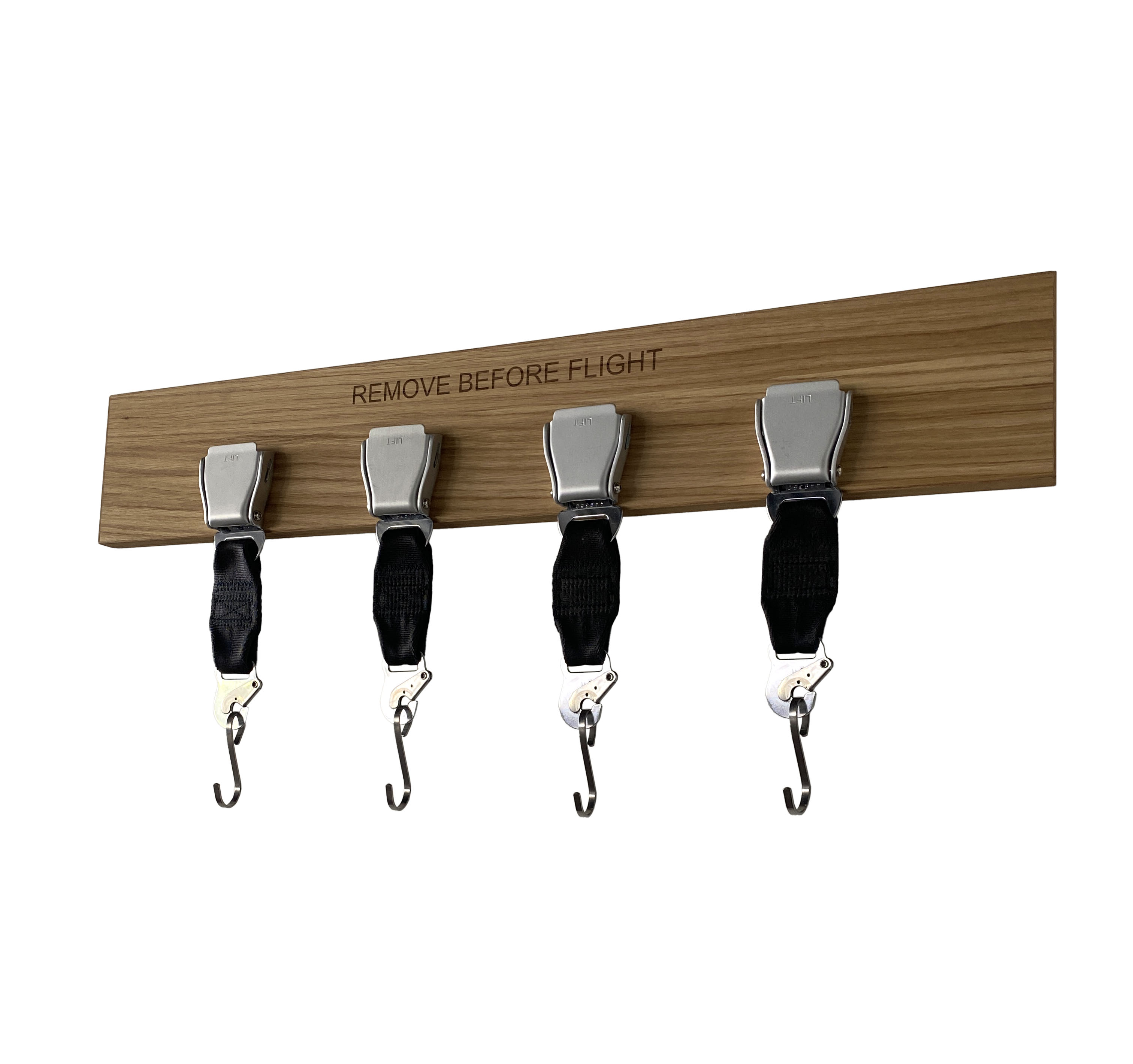 Four Seatbelt Buckle wadrobe - Oak wood with silver buckles