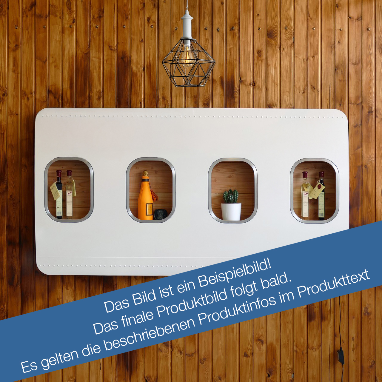 4er Wandbar - Originallack, Eiche Box, mit Beleuchtung  