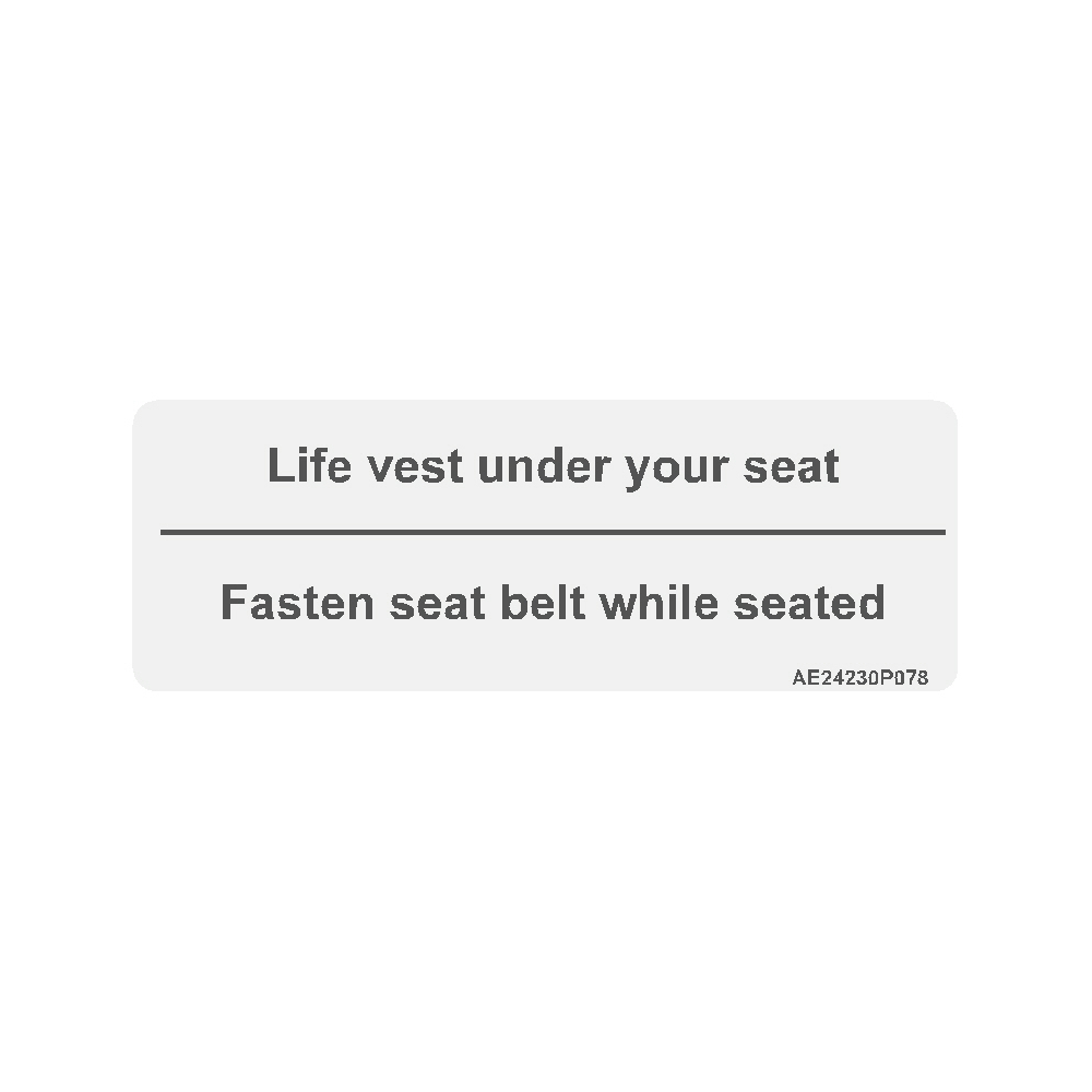 Airline Placard "Life Vest Under Your Seat"