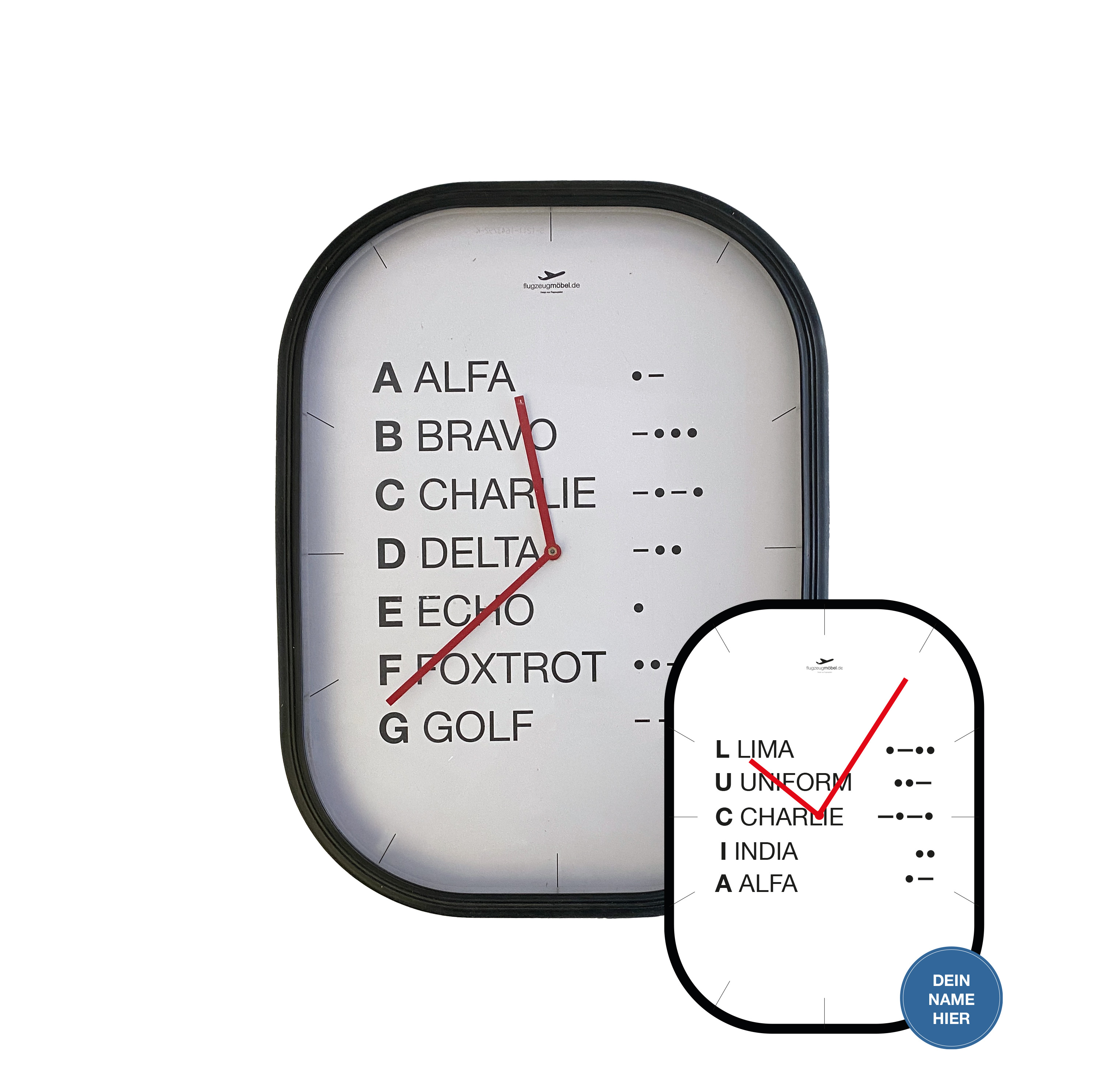 Aircraftwindow Uhr - Personalisiert mit Name