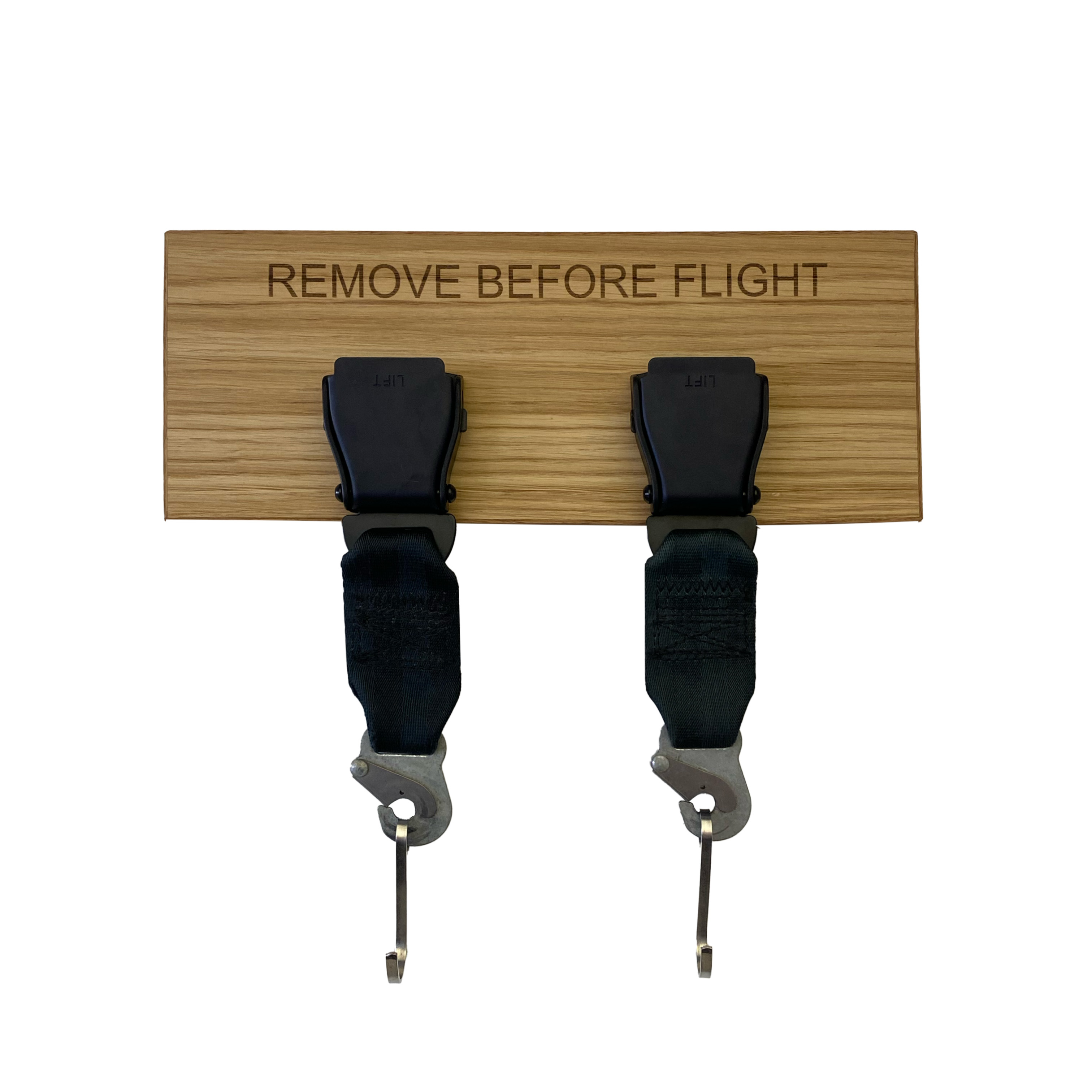 Two Seatbelt Buckle wadrobe - Oak wood with silver buckles