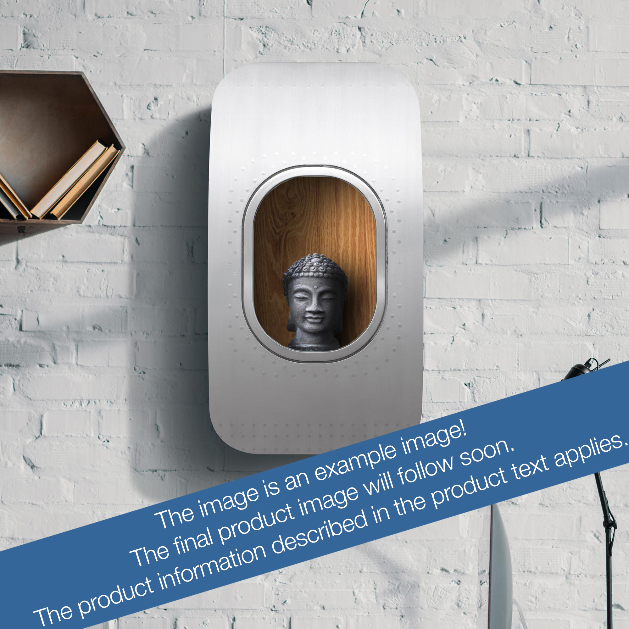 1-piece wall bar - matt brushed silver, oak box, with lighting