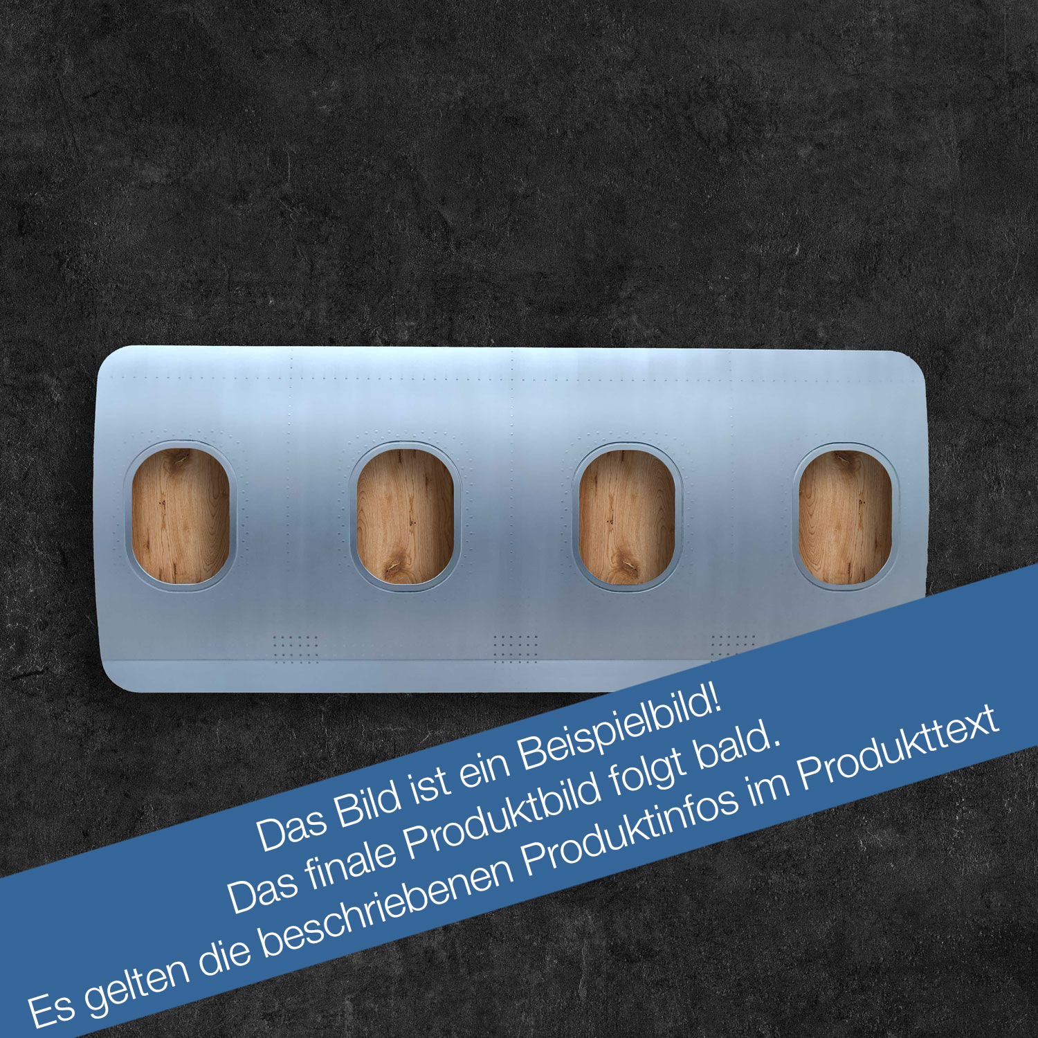 4er Wandbar -silber matt gebürstet, Eiche Box, mit Beleuchtung 