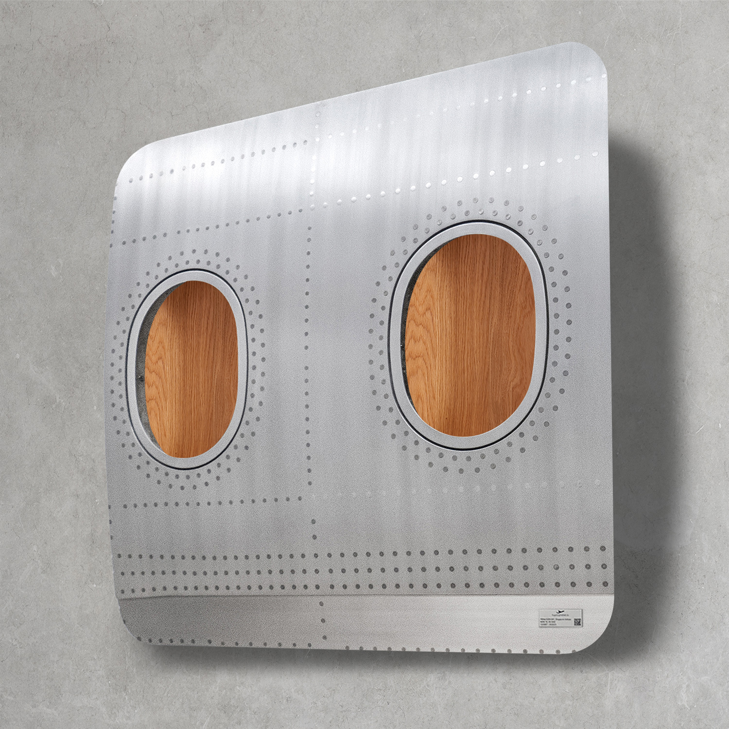 2-piece wall bar - matt brushed silver, oak box, without lighting