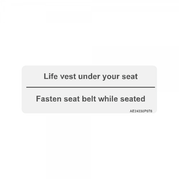 Airline Placard "Life Vest Under Your Seat"