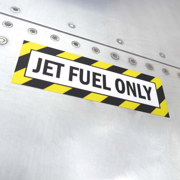 Sticker "Jet Fuel Only"