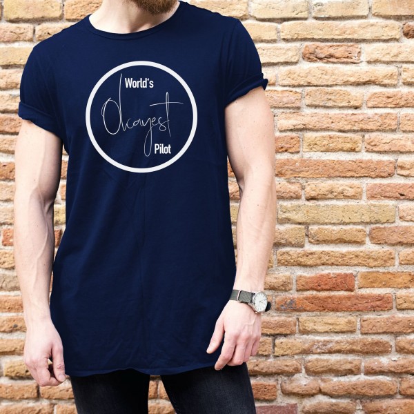 T-Shirt "World's Okayest Pilot" Blau